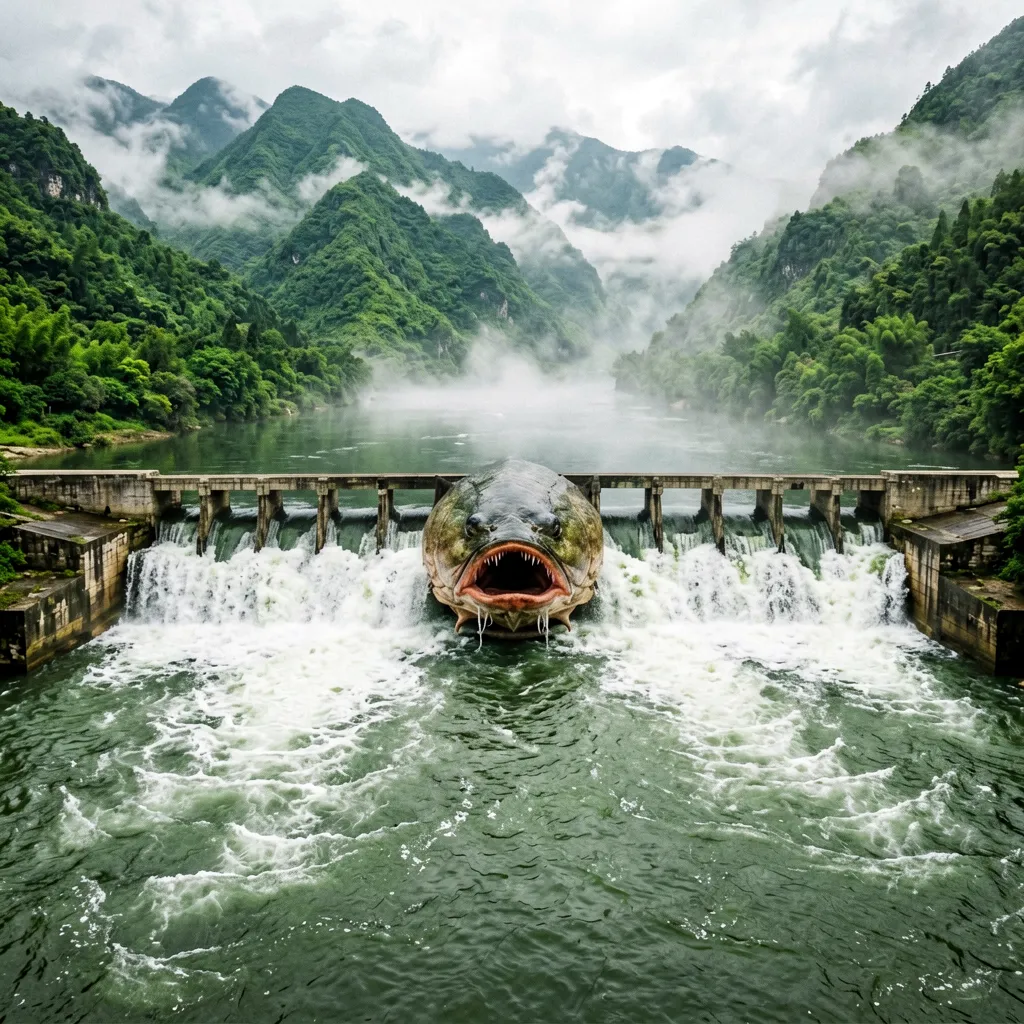 Fish Mouth Water-Dividing Dam