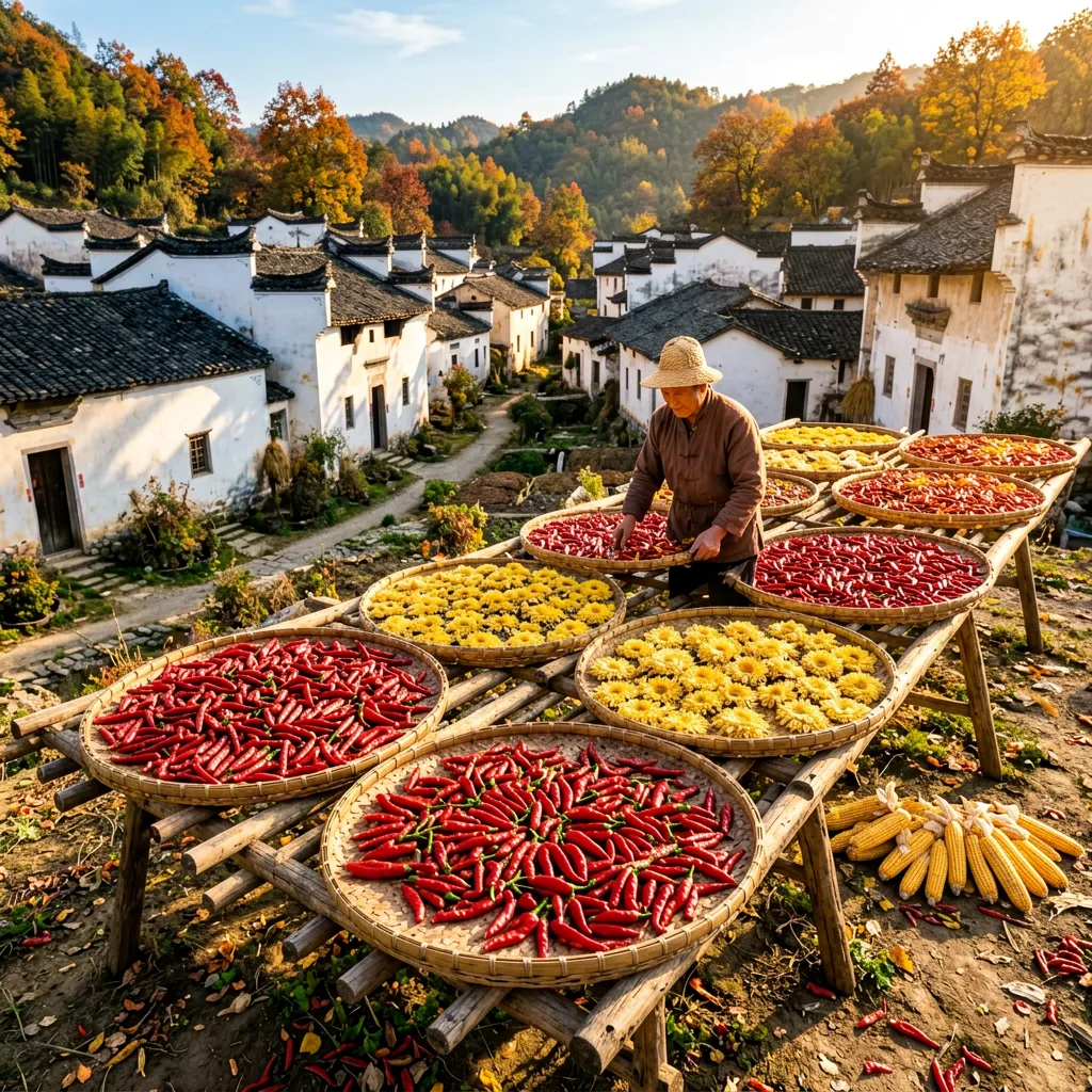 Sun-drying Autumn Crops