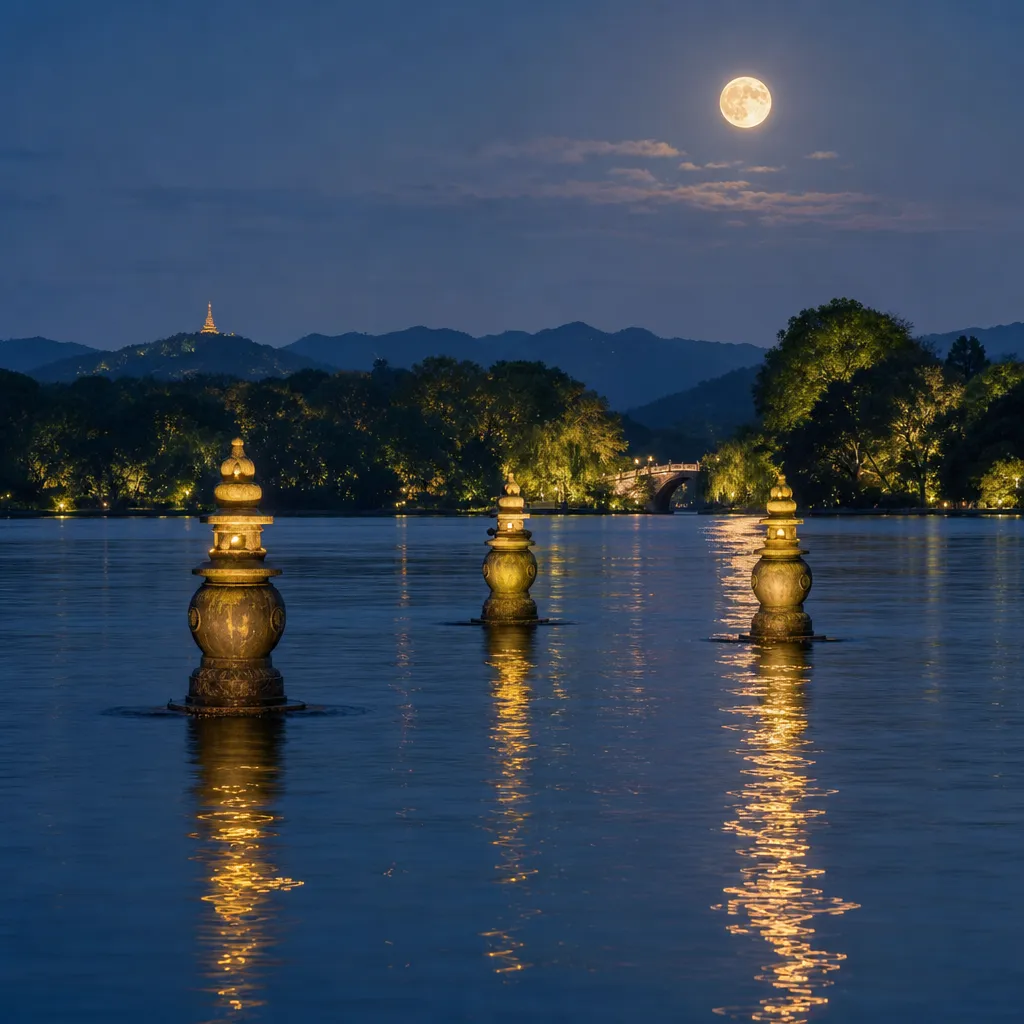 Three Pools Mirroring the Moon