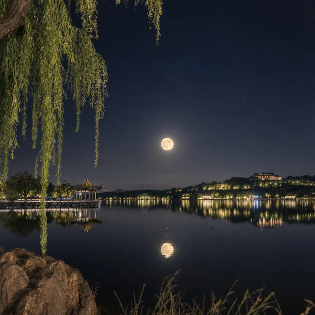 Autumn Moon Over the Calm Lake